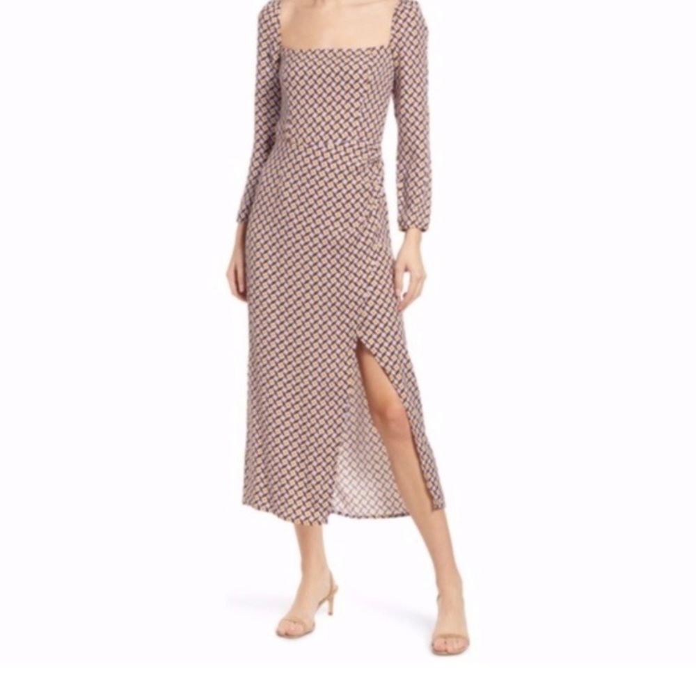 Reformation Hilda Midi Long Sleeve Dress Plaza Print Size 8 NWT - Picture 16 of 16
